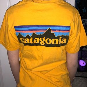 Patagonia mustard yellow T, size small.